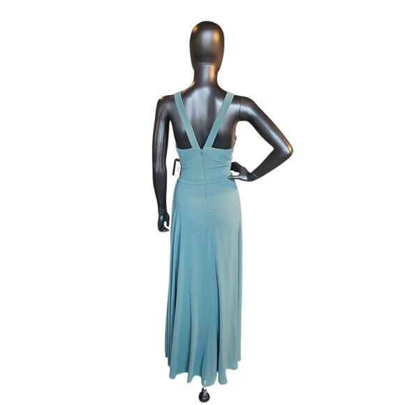 NWOT Evergreen Chiffon V-Neck Maxi Formal Dress - Bill Levkoff - Picture 5 of 8